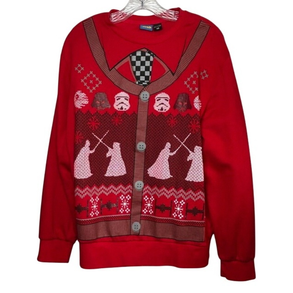 Star Wars Red Ugly Christmas Holiday Sweatshirt MD Darth Vader Unisex
